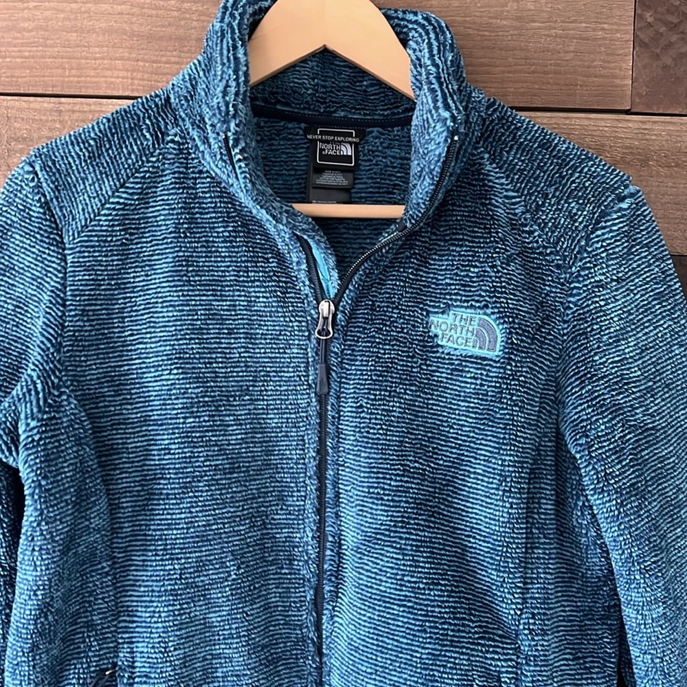 The North Face Women's Osito 2 Fleece Jacket Blue Black Stripe Zip-Up - Picture 2 of 10